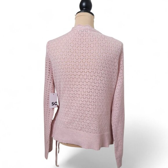 SO Size XL Juniors Light Pink Pointelle Wrap Front Sweater, NEW With Tag - Picture 7 of 16
